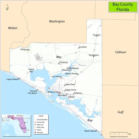 Usa Road Map, Usa Map, Bay County, County Map, States And Capitals ...