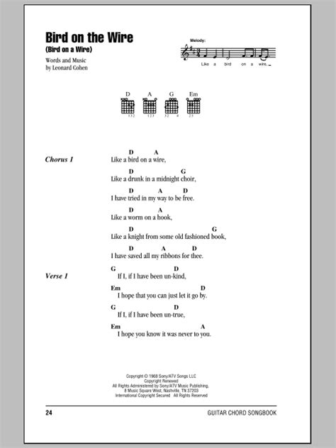 Bird On The Wire (Bird On A Wire) by Leonard Cohen - Guitar Chords ...