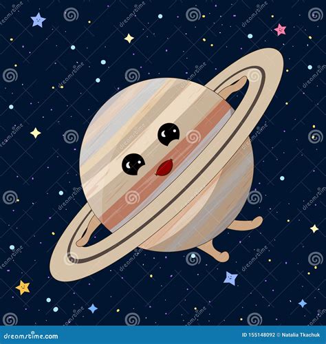 Cartoon Saturn With Group Of Characters Space Cosmos | CartoonDealer ...