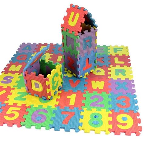 A-Z Alphabet and 0-9 Numbers Puzzle Foam Mats for Kid 36 Pieces Mini ...