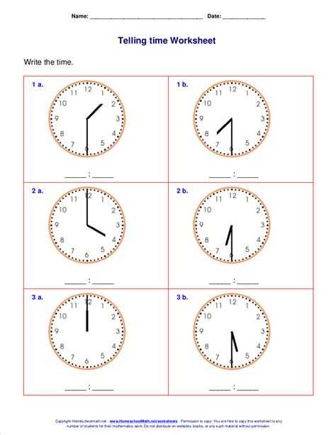 1st grade telling time worksheets free printable k5 learning - telling ...