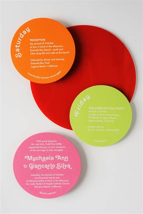 Round Colorful Wedding Invitations