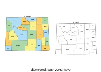 Wyoming Map County Lines Color Stock Vector (Royalty Free) 2093346790 ...