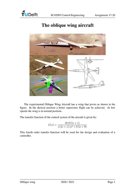 Assignment 17 - The oblique wing aircraft - The oblique wing aircraft ...