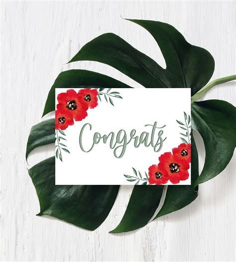 Printable Card Floral Congrats Card Congratulations Card Graduation ...