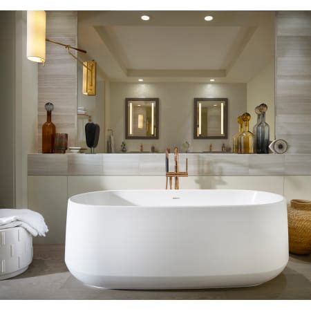 Kohler K-8335-0 White Ceric 60" Free Standing Cast Resin Soaking Tub ...