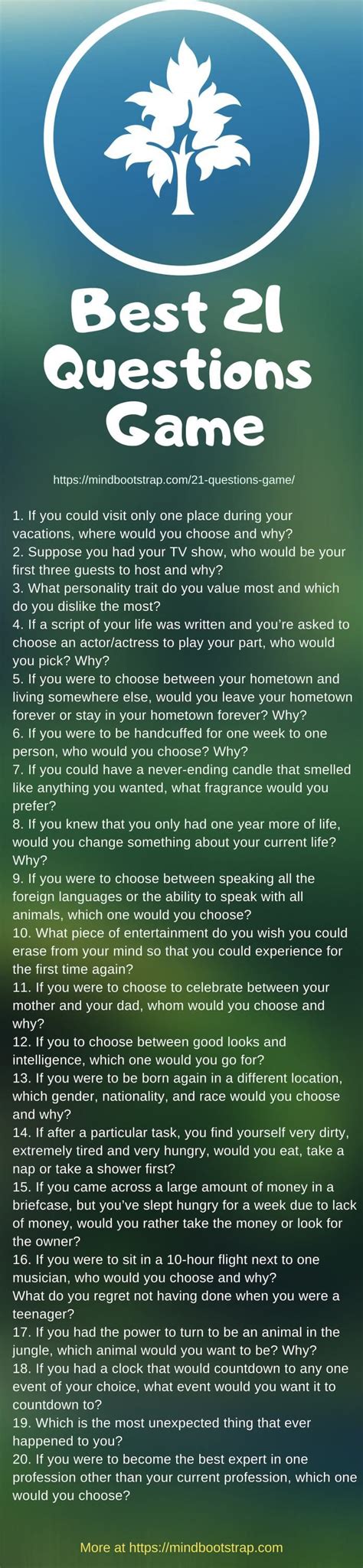 21 questions game | 21 questions game, Question game, 21 questions