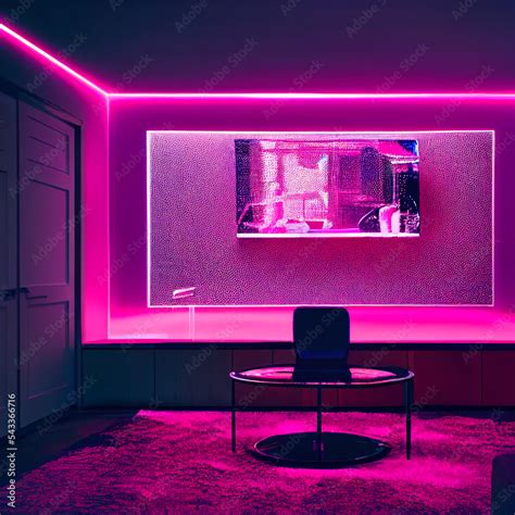 Cyberpunk style living room, neon lighting - AI Generated illustration ...