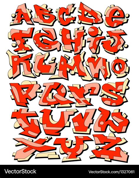 Graffiti font alphabet letters Royalty Free Vector Image