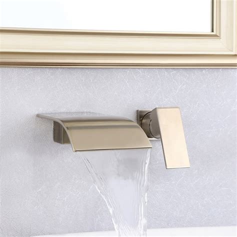 Milly Wall Mounted Waterfall Spout Single Handle Bathroom Sink Faucet ...