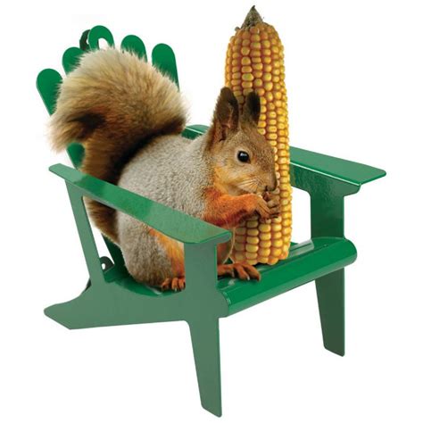 Adirondack Metal Squirrel Chair Feeder Hunter Green