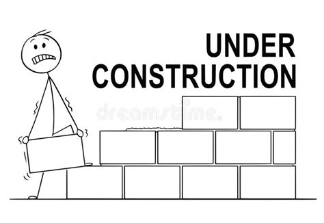 Cartoon of Mason or Bricklayer Building a Wall from Bricks or Blocks ...