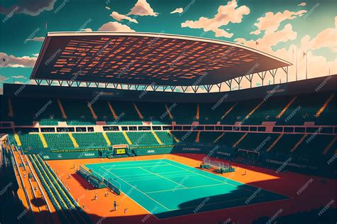 Premium AI Image | a digital painting of a tennis court with a picture ...