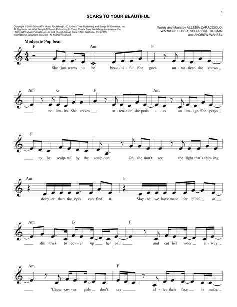 Alessia Cara "Scars To Your Beautiful" Sheet Music | Download PDF Score ...