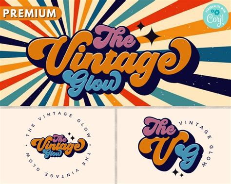 Retro Logo DIY Logo Design Template Boho Logo Vintage Logo - Etsy