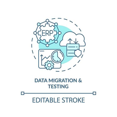 Editable data migration and testing blue icon concept, isolated vector ...