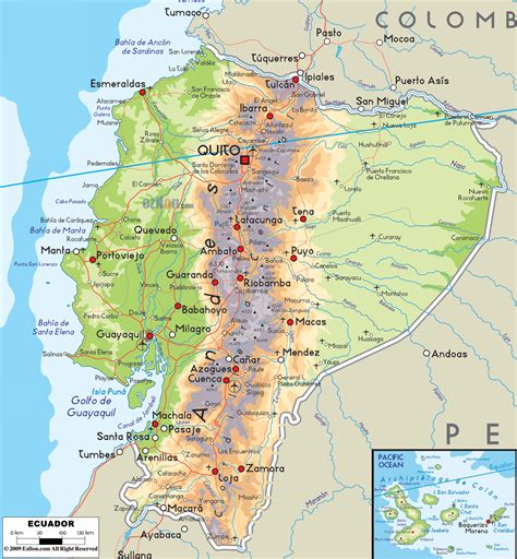 Physical Map of Ecuador - Ezilon Maps