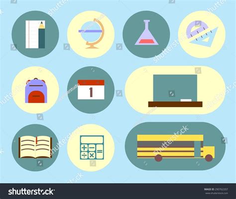 Minimalistic School Education Icons Set Bubbles Stock Vector (Royalty ...