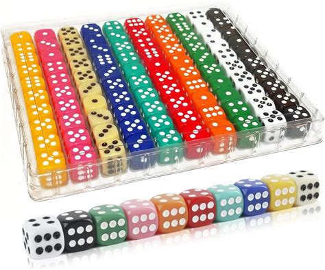 Amazon.com: SLSESIN 100 Pieces 16MM Dice Set, 6 Sided Standard Colored ...