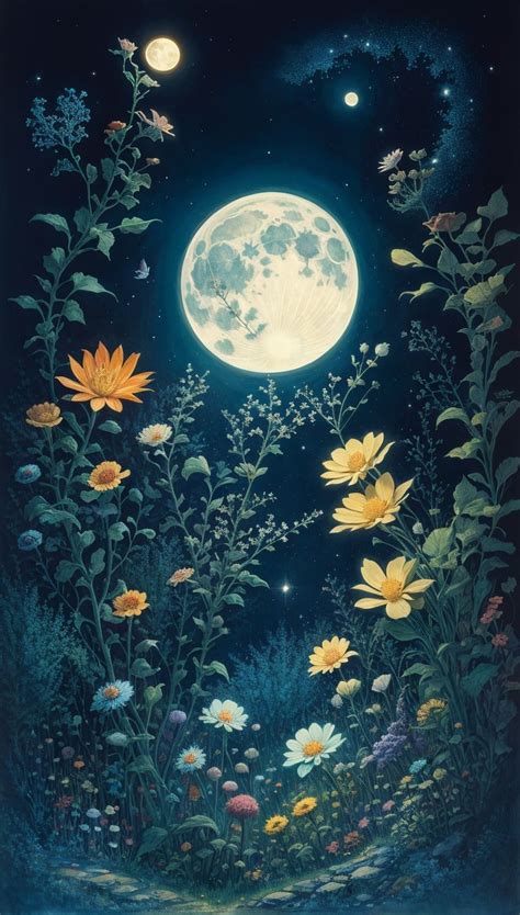 IPHONE WALLPAPER MOON AND FLOWERS | Mystic wallpaper, Moon art, Night ...