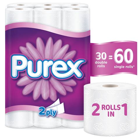 Purex Soft & Thick Toilet Paper, Hypoallergenic and Septic Safe, 30 ...