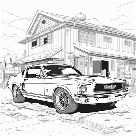 Premium Photo | Revving up Imagination Ford Mustang 1967 Coloring Page ...