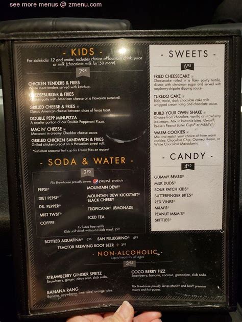 Menu at Flix Brewhouse pub & bar, Albuquerque