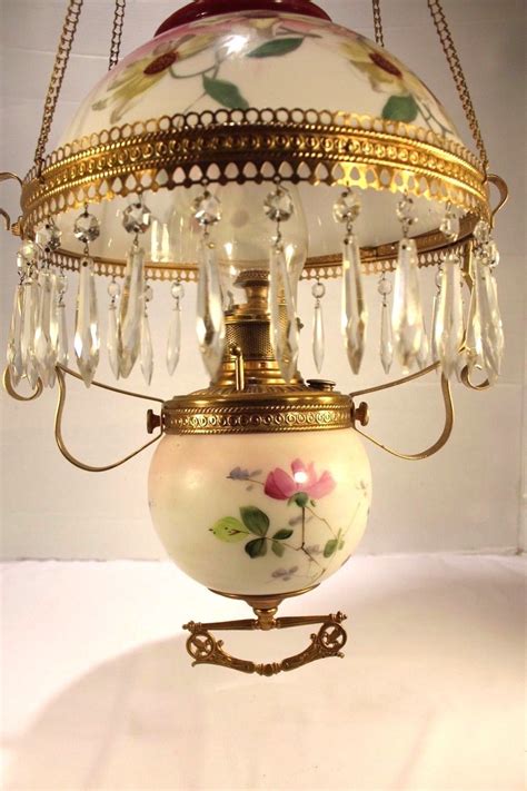 Bradley Hubbard B&H Antique Victorian 1800 Prism Brass hanging Oil lamp ...