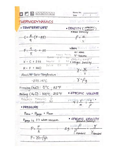 SOLUTION: Thermodynamics formulas complete - Studypool