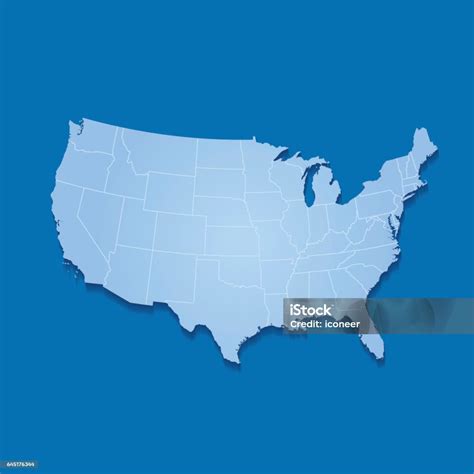 Usa Map In White Colors Blue On Solid Background Stock Illustration ...