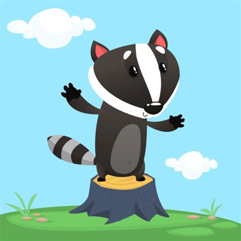 Standing Badger Cartoon Character Vector Illustration Illustrations ...