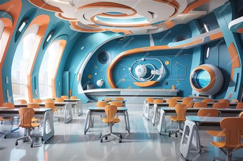 Premium AI Image | Abstract futuristic school classroom