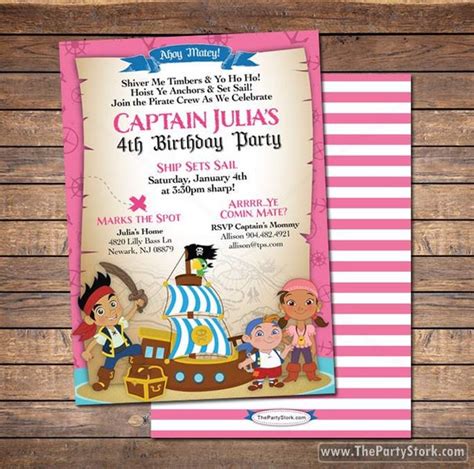 Jake and the Neverland Pirates Invitations: Printable Girls Pirate ...