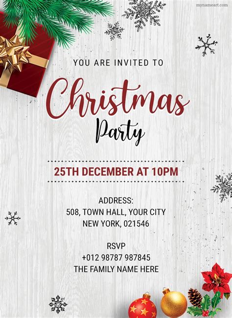 Invitation Card For A Christmas Party Free