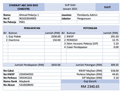 Contoh Slip Gaji Malaysia Excel Payslip Template In Excel Exsheets ...