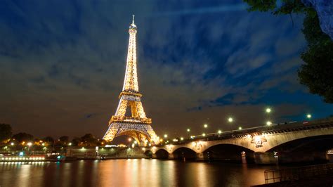 Lighting Paris Eiffel Tower With Sky And Clouds Background HD Travel ...