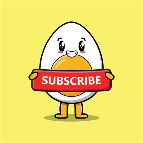 Cute cartoon boiled egg holding subscribe board 7861666 Vector Art at ...