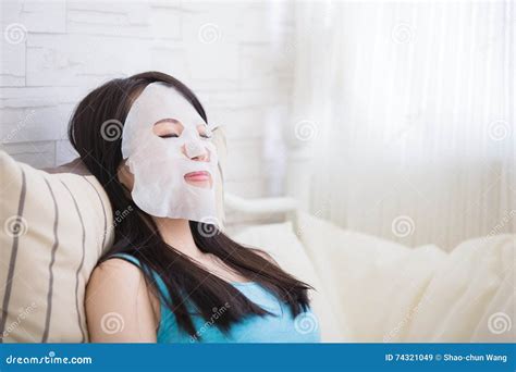 Woman with Cloth Facial Mask Stock Image - Image of attractive ...