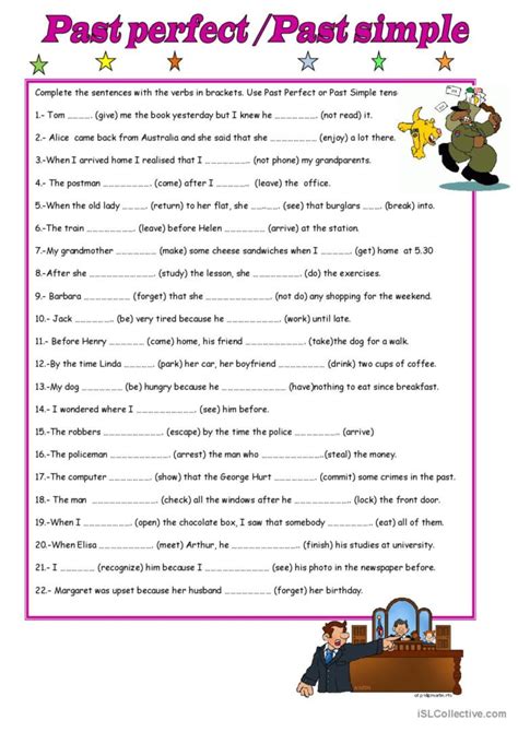 PAST PERFECT vs PAST SIMPLE: English ESL worksheets pdf & doc