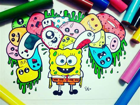 Spongebob doodle pooodle explosion art from instagram! | Art sketches ...