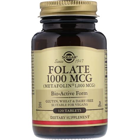 Solgar, Folate as Metafolin, 1,000 mcg, 120 Tablets | By iHerb