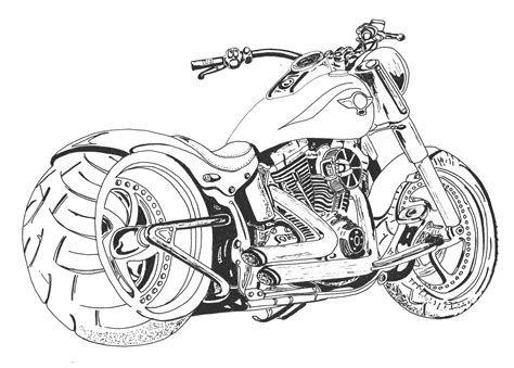 Pen and Ink drawing of a Harley-Davidson Fatboy, done using Rotring ...