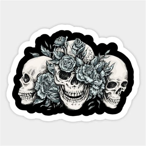 Skull Flower I Aesthetic Art I Skeleton I Aesthetic - Skull - Sticker ...