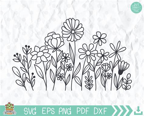 Dxf Silhouette And Cut Files Clipart Png Wild Flowers Svg Art | The ...