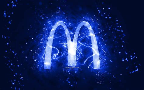 McDonalds dark blue logo, , dark blue neon lights, creative, dark blue ...