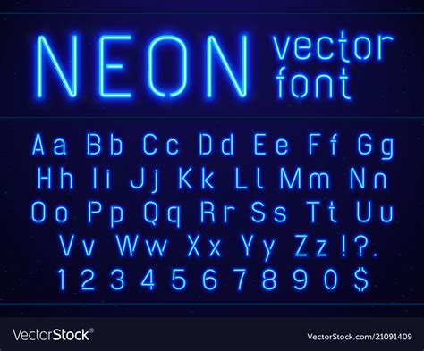 Bright glowing blue neon alphabet letters Vector Image