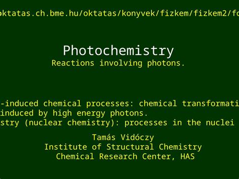 (PPT) Photochemistry Reactions involving photons. (Radiation-induced ...