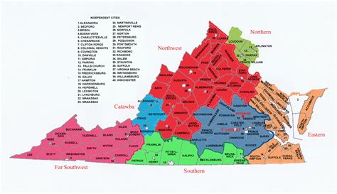 Virginia County Map With Cities