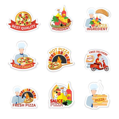 Free Vector | Collection of pizza stickers