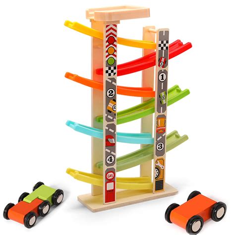 Wooden Car Ramp Racer Toy Vehicle Set with 7 Mini Cars - Walmart.com